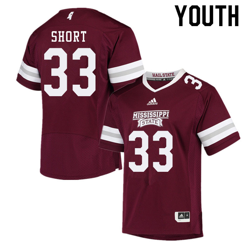 Youth #33 Joshua Short Mississippi State Bulldogs College Football Jerseys Sale-Maroon - Click Image to Close